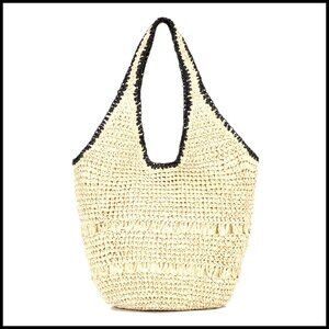 Straw Woven Tote Bag Bohemian Beach Vacation Shoulder Bag Large Capacity